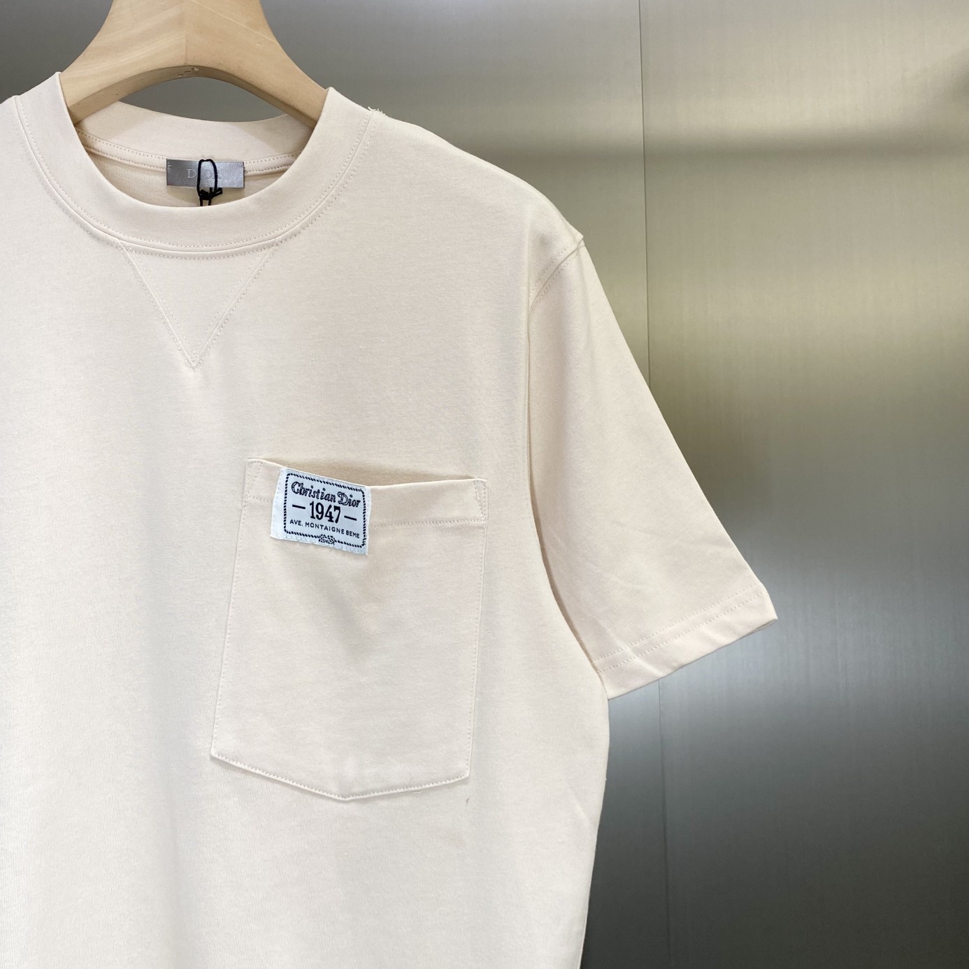 杏色棉质密织平纹针织短袖 型号 1013-75