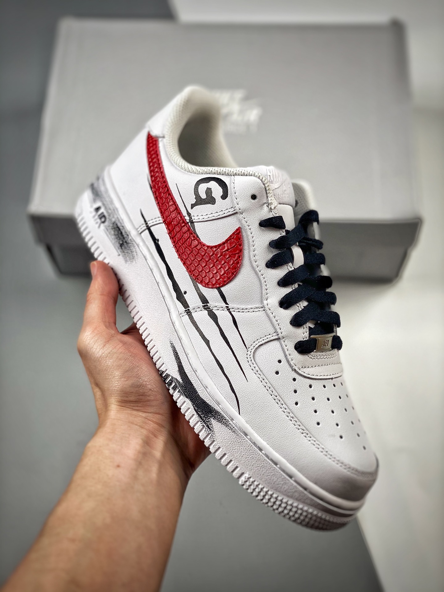 -3 Nike Air Force1 Low "Blanco y Rojo Graffiti" zapatillas casuales Air Force One, nivel de empresa, calidad original, …