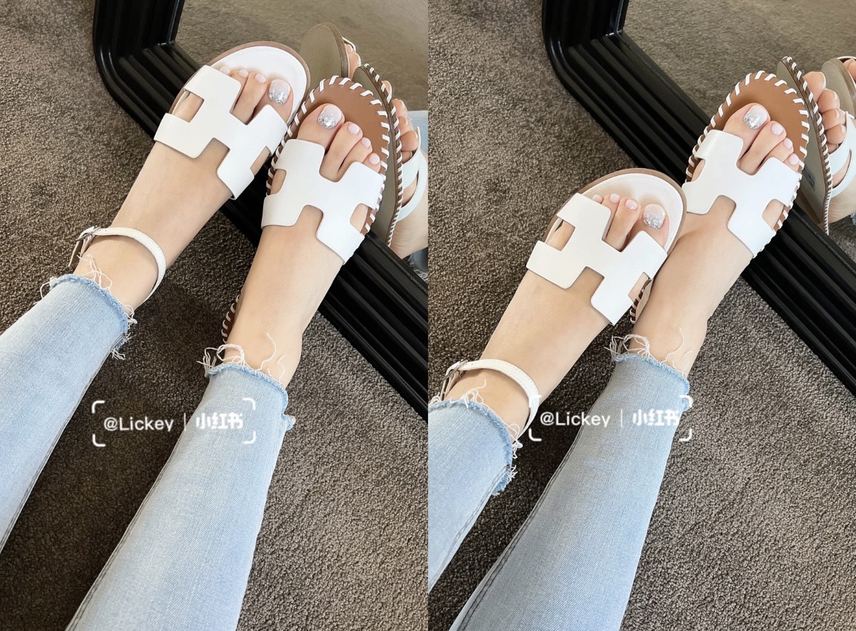 NO:253861,Very versatile lady-style ~ H brand. Flat-soled H-shaped sandals, sandals, sandals19860909上脚非常百搭的贵妇型~H牌.平底H型凉鞋,凉鞋,sandals,Women's Shoes