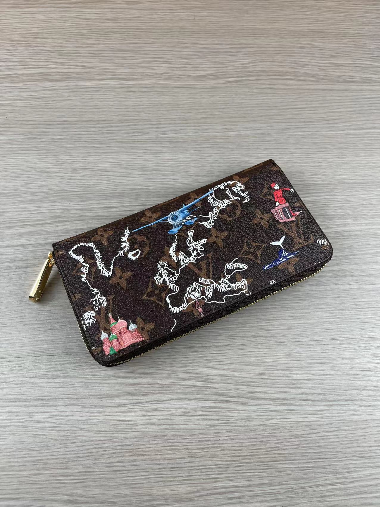 Classic leather zip-around wallet open view