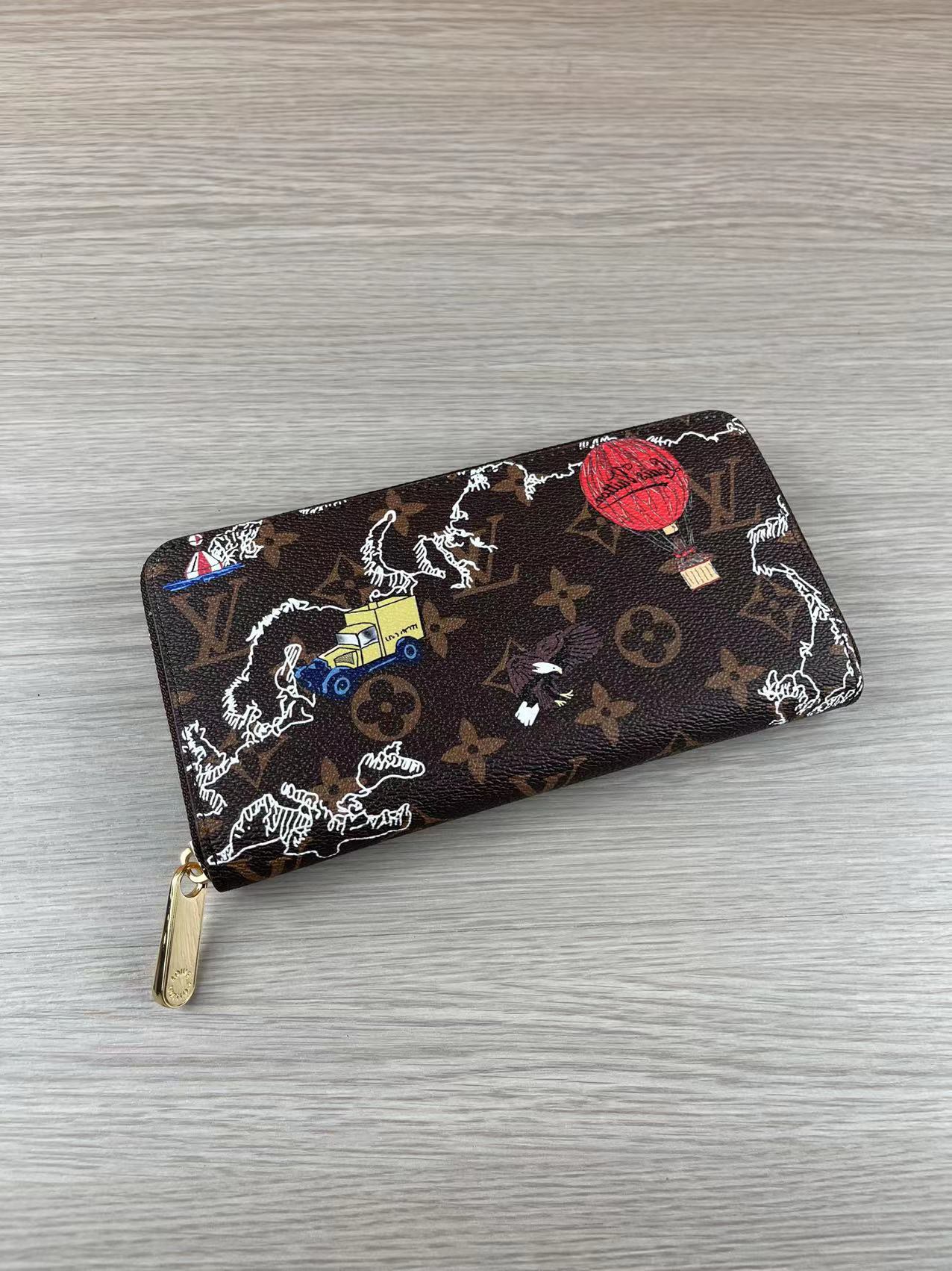 Classic leather zip-around wallet front view