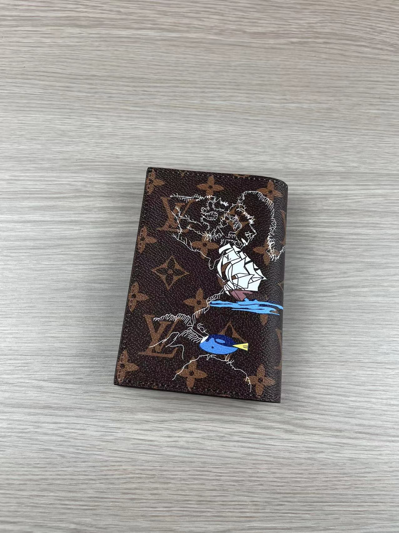 Leather passport holder open view