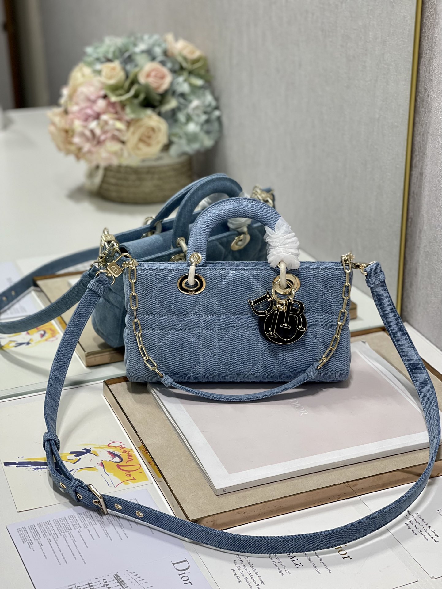Dior Lady Handbags Crossbody & Shoulder Bags 7 Star Collection
 Blue Tannin Denim