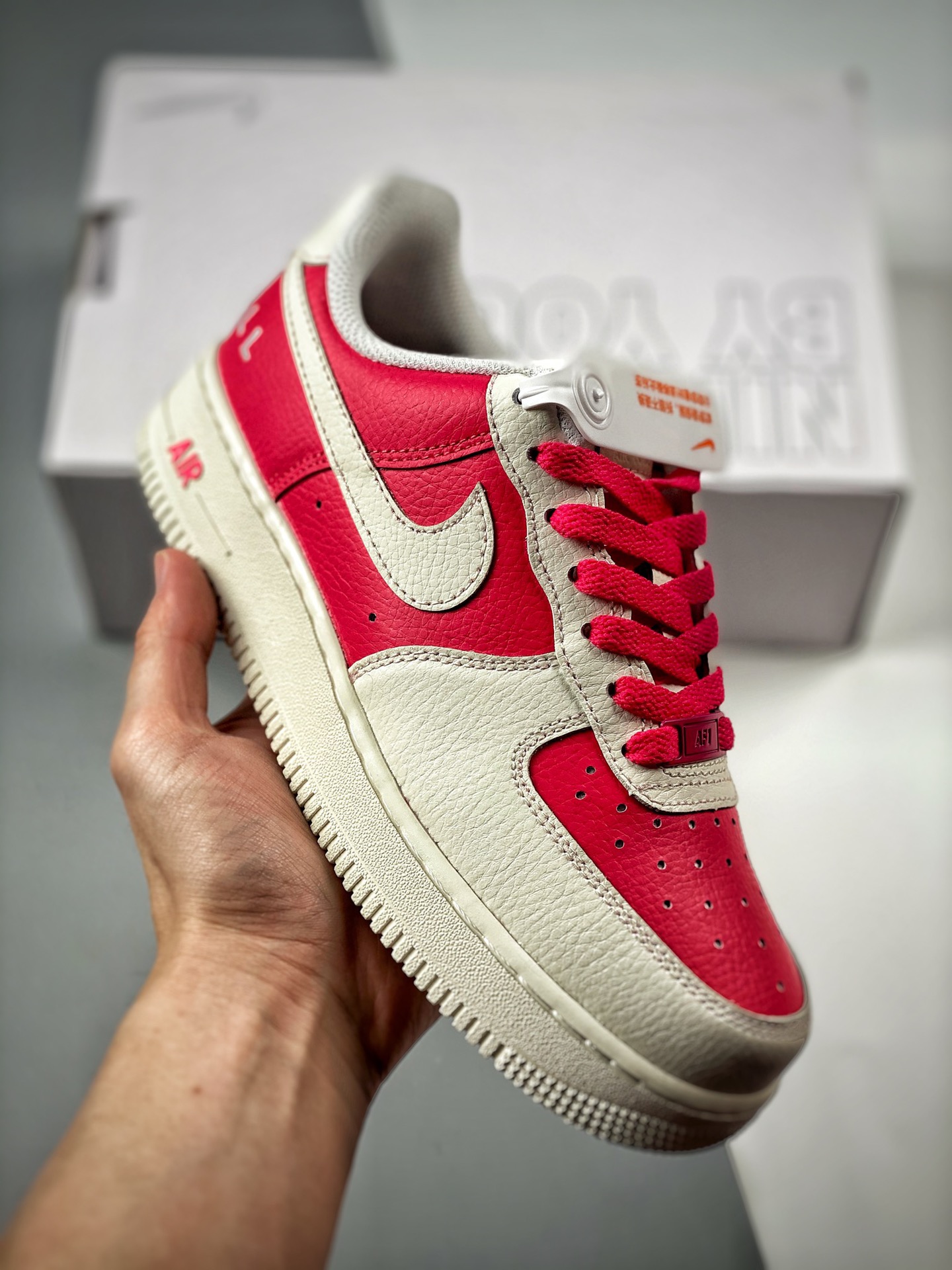 -3 NK Air Force 1 Low zapatillas de skate Air Force One "Blanco y Rojo", sincronizado con la oficial, calidad original,…