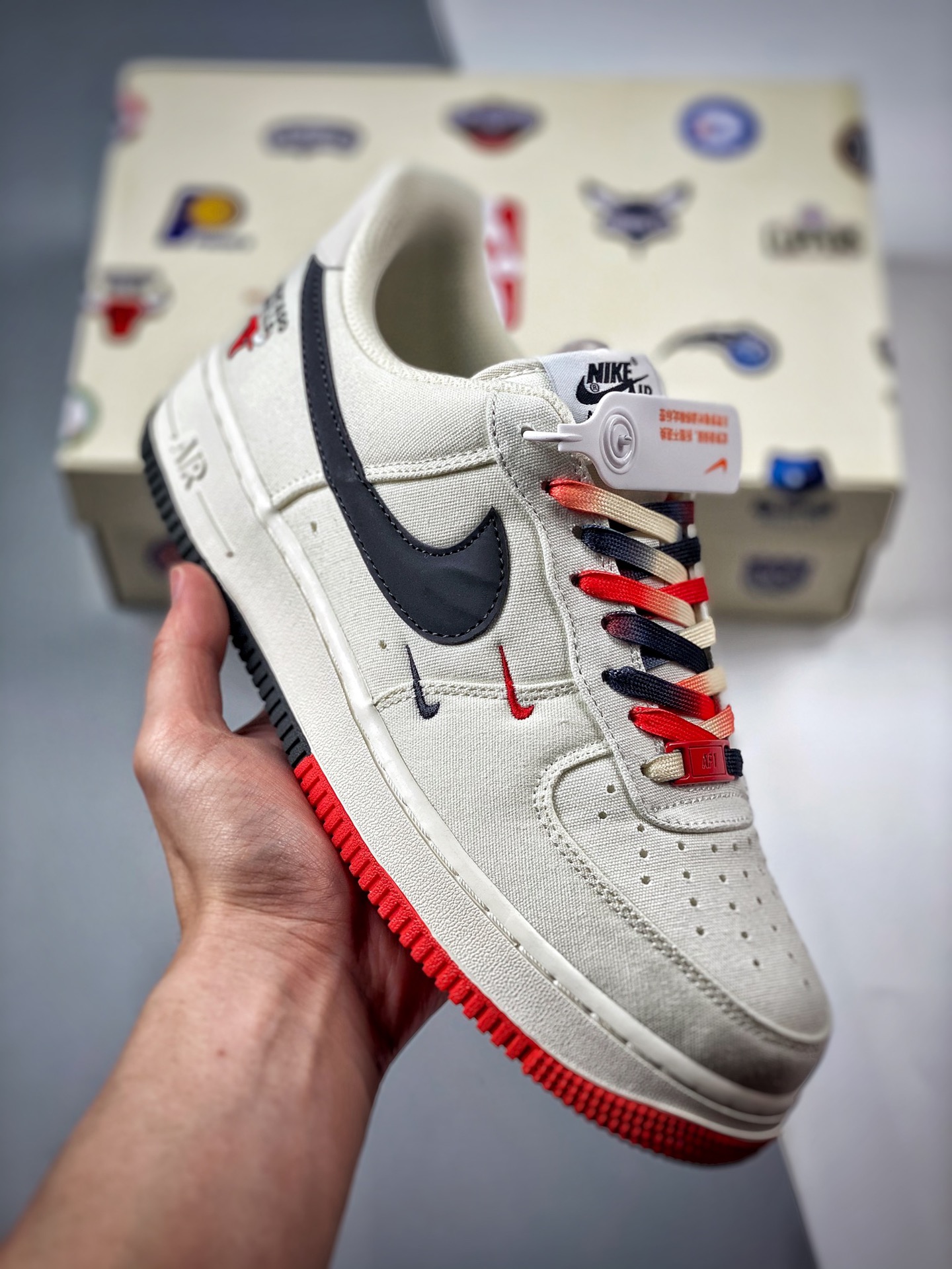 -3 Nike Air Force 1 Low '07 "Negro y Rojo" Chicago, edición limitada de la ciudad de los Bulls, zapatillas de skate cas…