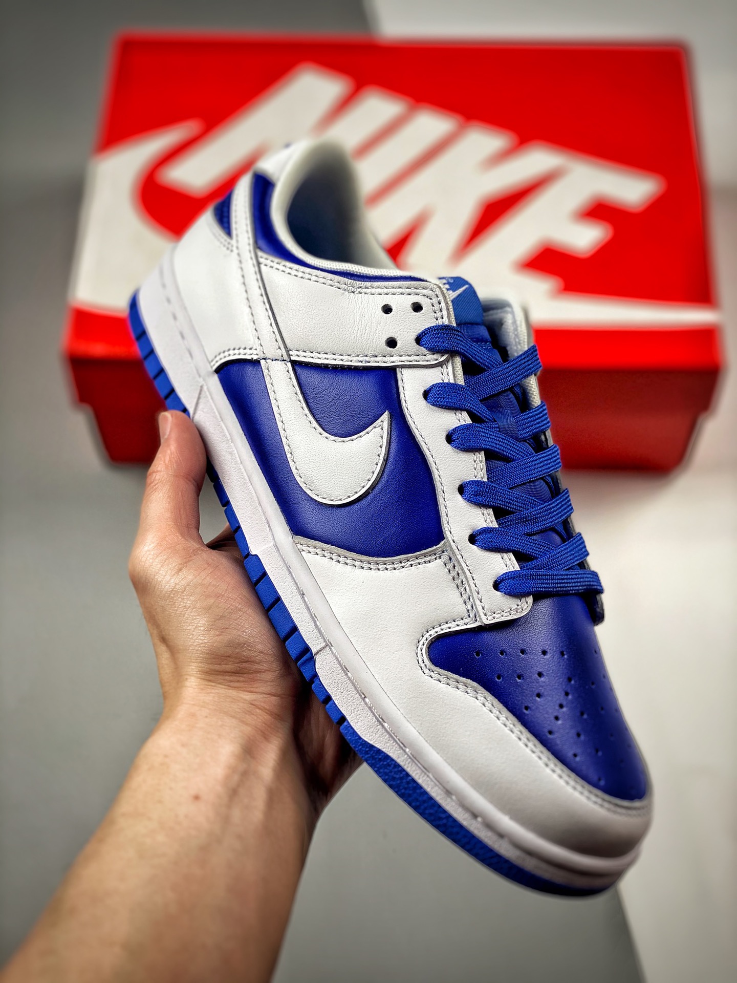 -4 Nk Dunk SB Low blanco/azul, producción original de fábrica grande, lanzamiento inicial con fotos reales, material de…