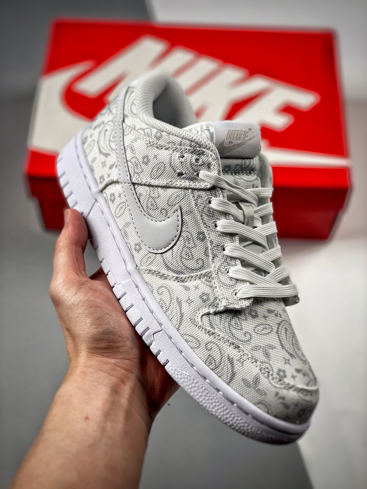 -5 Nk Dunk SB Low blanco con estampado de cachemir, producción original de fábrica grande, lanzamiento inicial con foto…