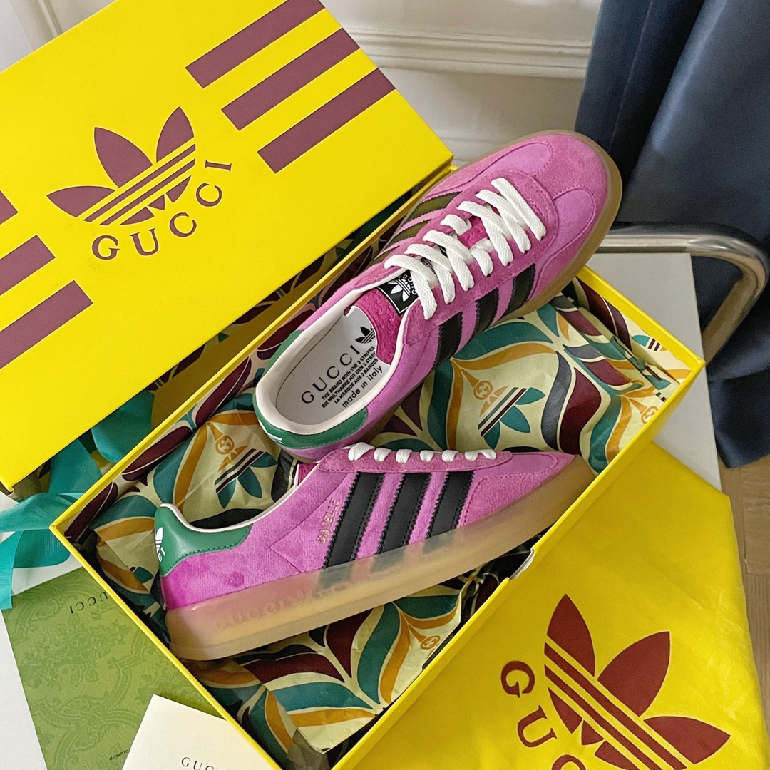 Adidas x Gucci Gazelle Sneakers: Nostalgic Style for Couples, Premium Materials, Unique Design - 图片 4