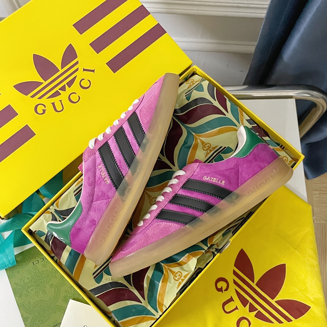 Adidas x Gucci Gazelle Sneakers: Nostalgic Style for Couples, Premium Materials, Unique Design - 图片 6