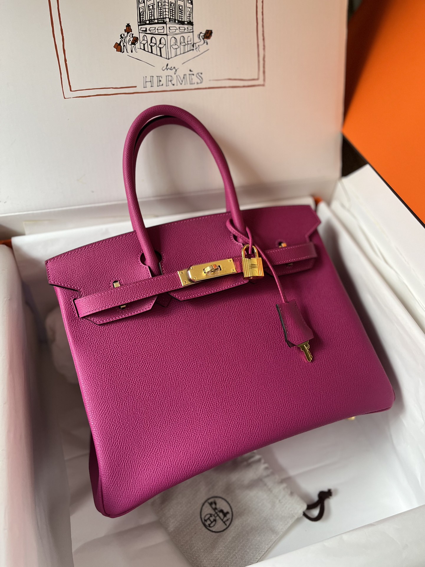 Luxury Cheap Replica
 Hermes Birkin Bags Handbags Purple Rose Gold Hardware Epsom