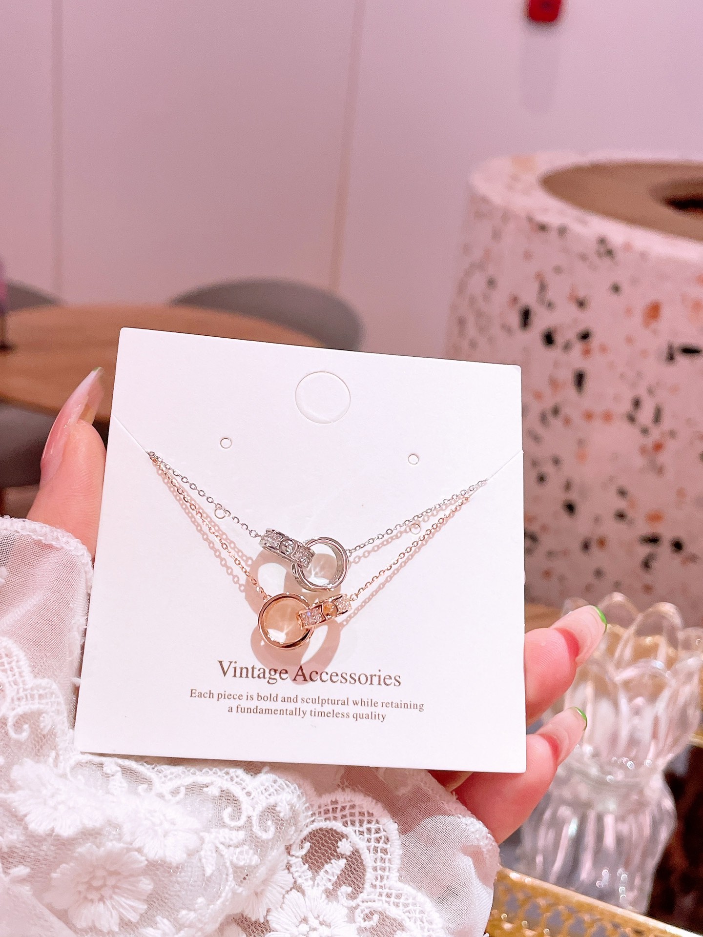 S925 Sterling Silver Necklace Artistic Workplace Gold