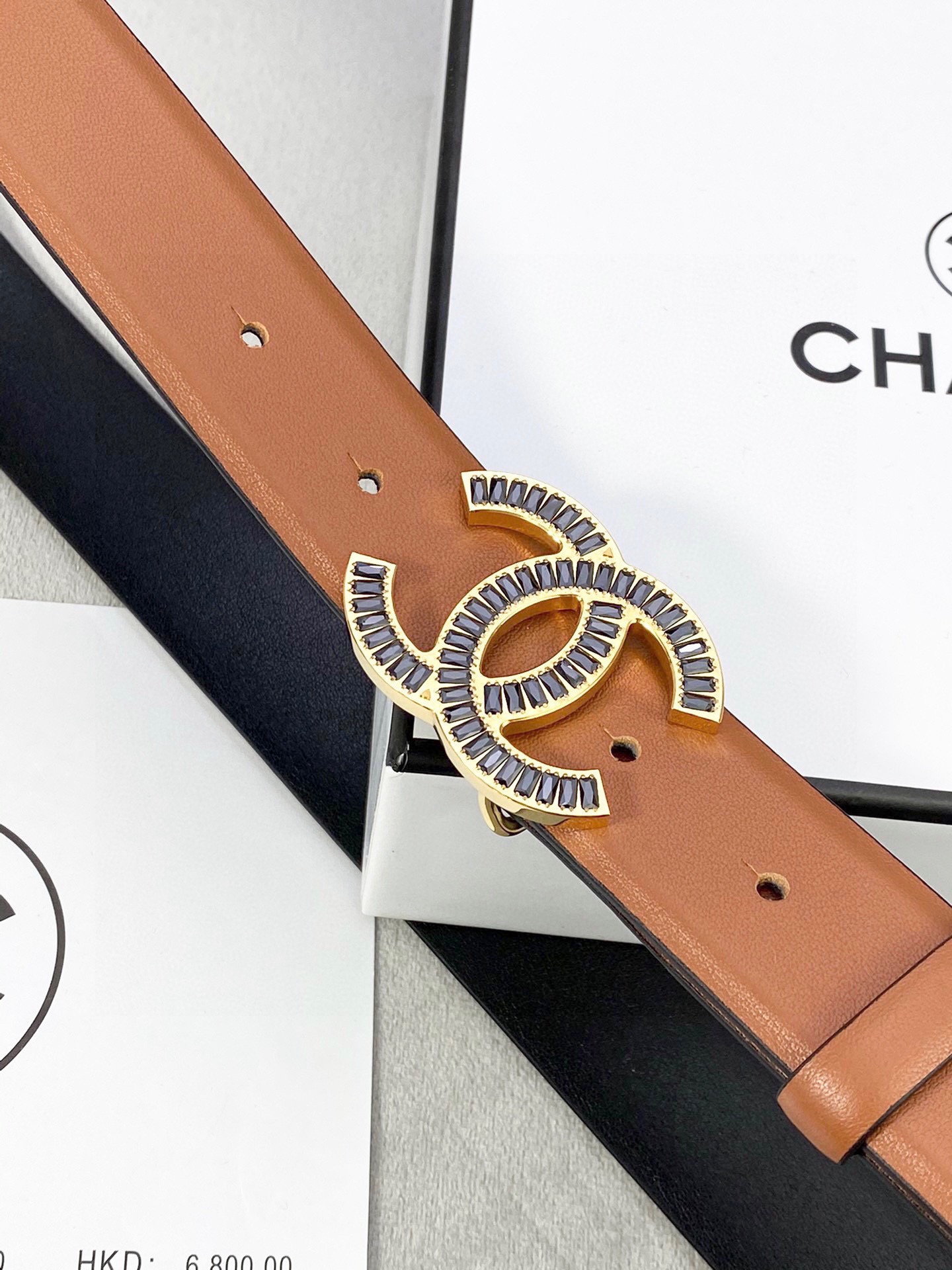 Chanel レディース腰ベルト 柔らかい小牛皮と銀色方钻金属鋼扣