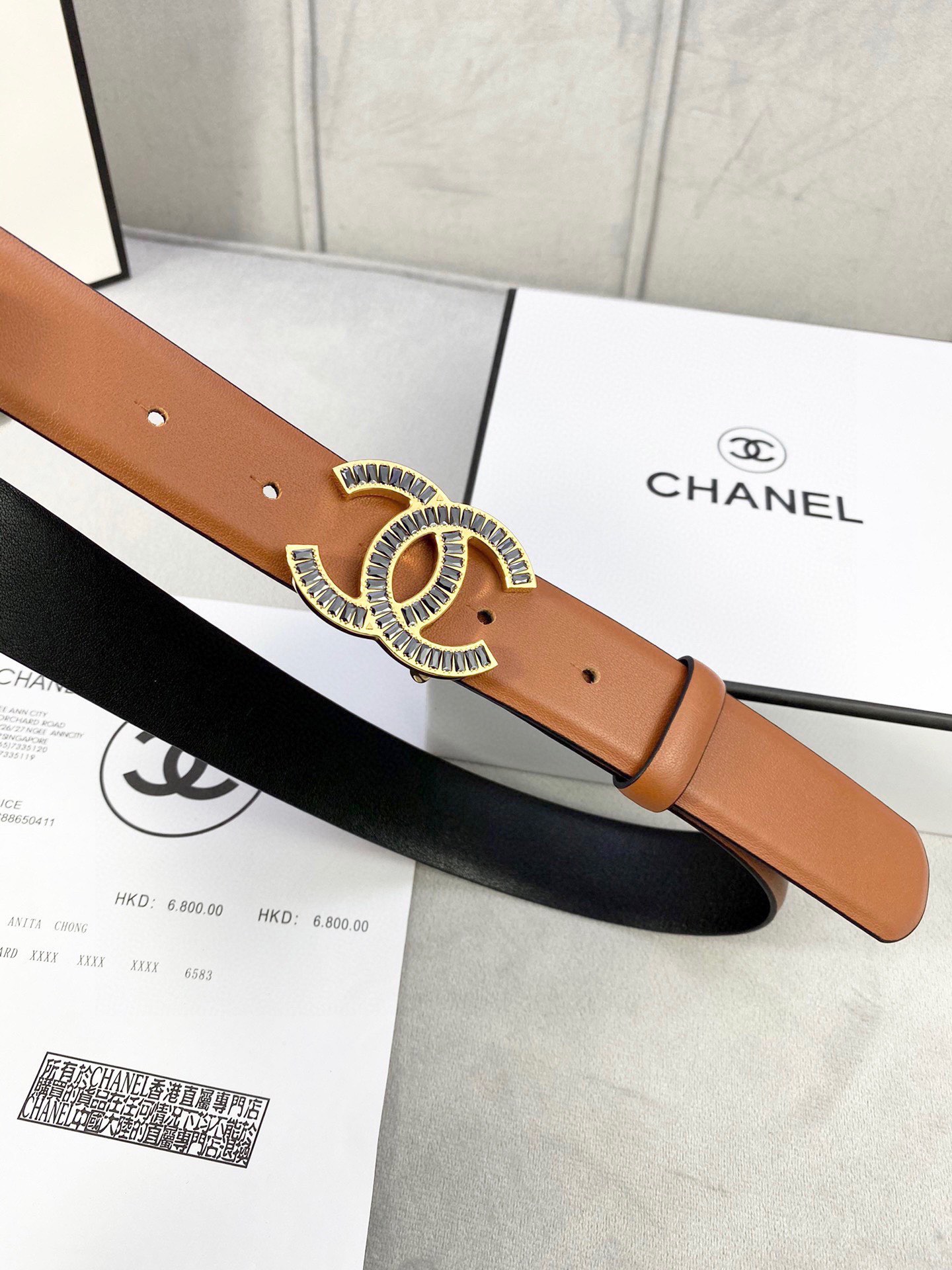 Chanel レディース腰ベルト 柔らかい小牛皮と銀色方钻金属鋼扣