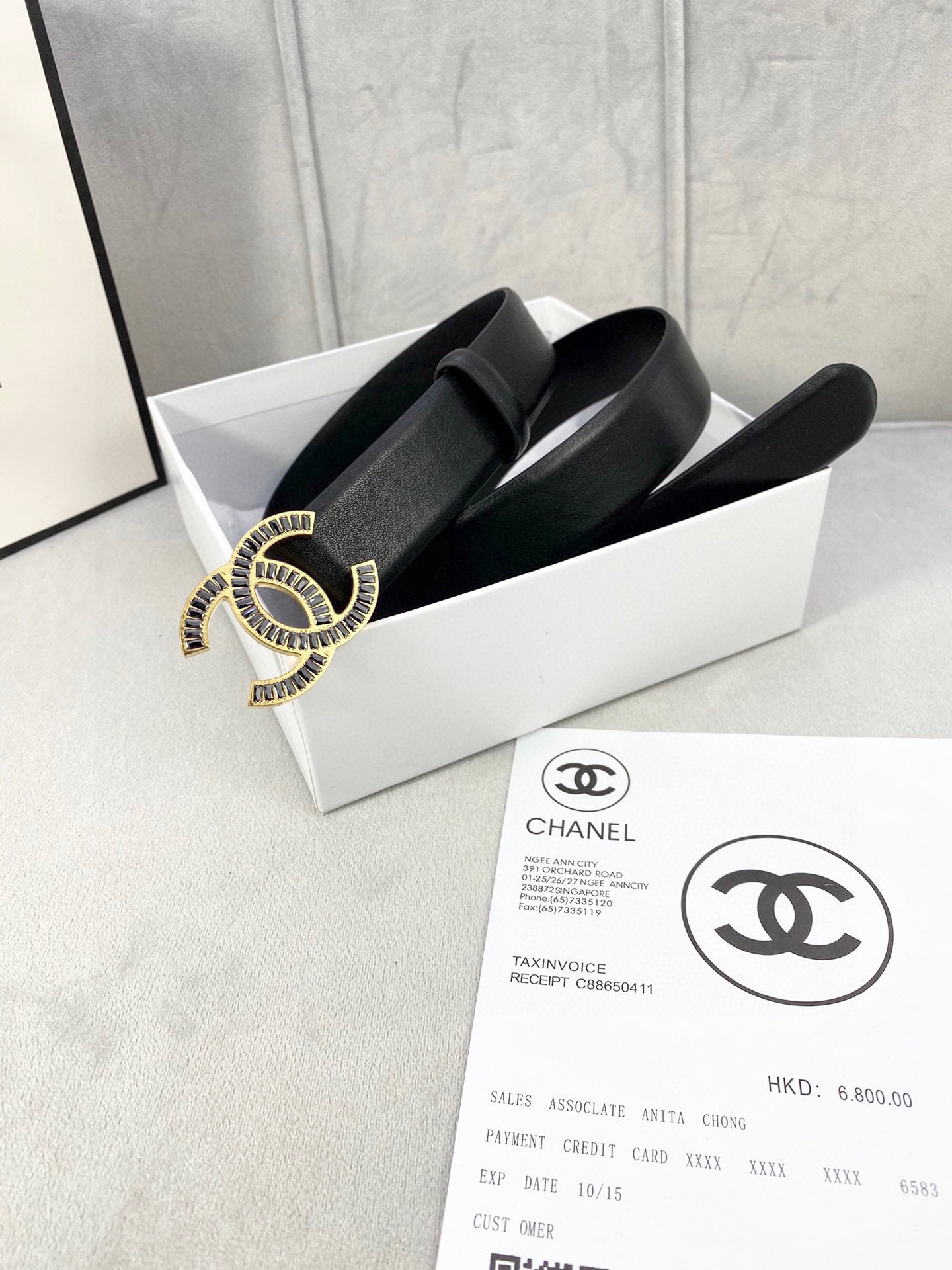 Chanel レディース腰ベルト 小牛皮製 シルバー金属鋼扣付き