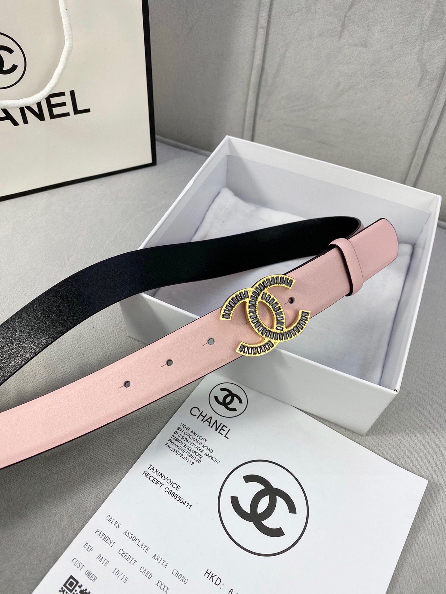 Chanel レディース腰帯 新作小牛皮 金銀色方钻金属鋼扣