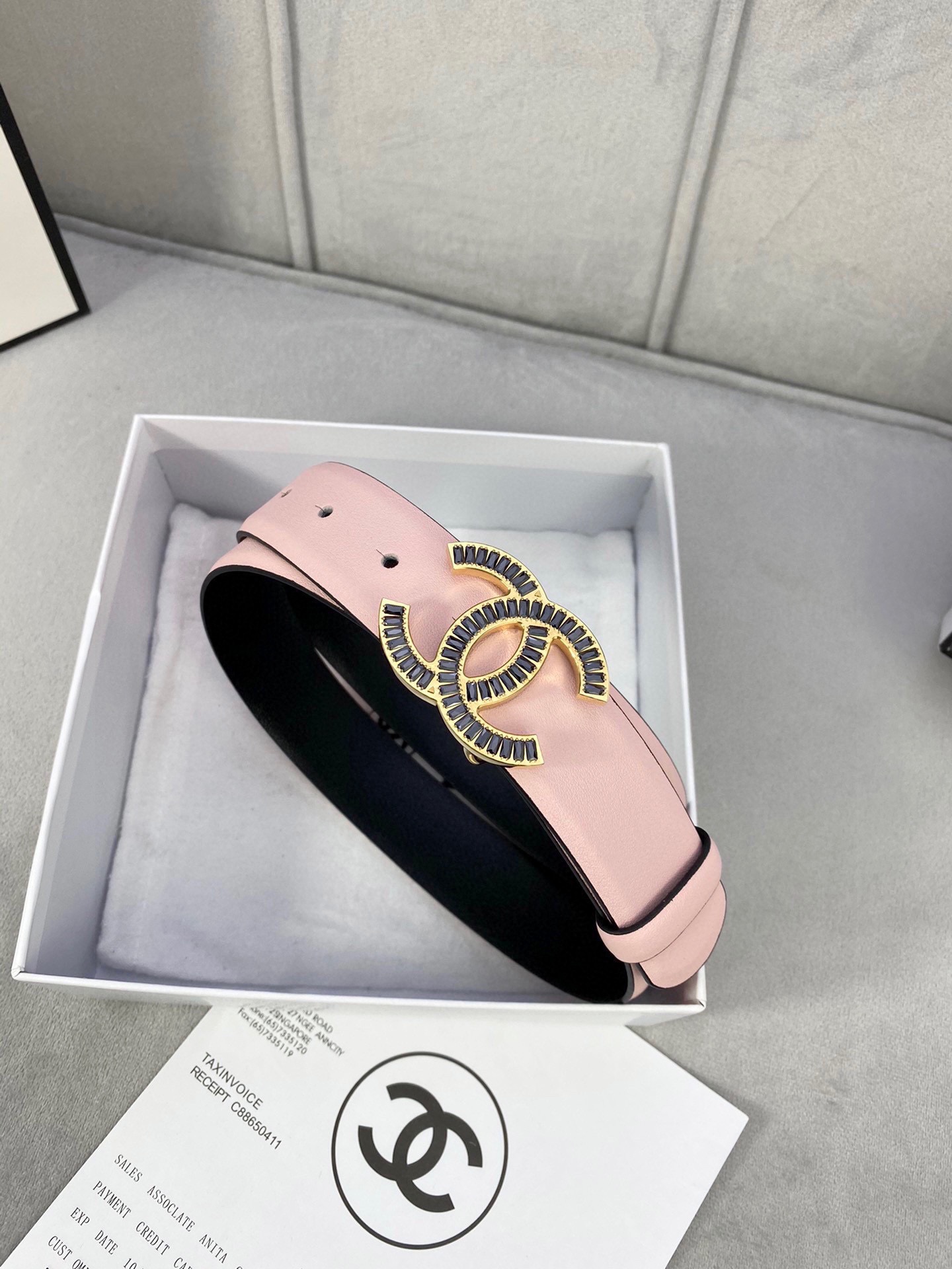 Chanel レディース腰帯 新作小牛皮 金銀色方钻金属鋼扣