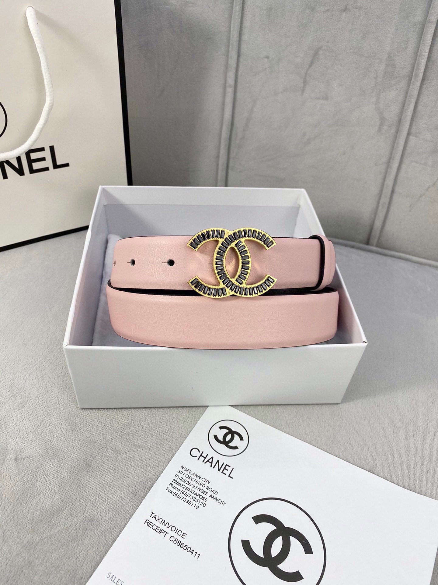 Chanel レディース腰帯 新作小牛皮 金銀色方钻金属鋼扣