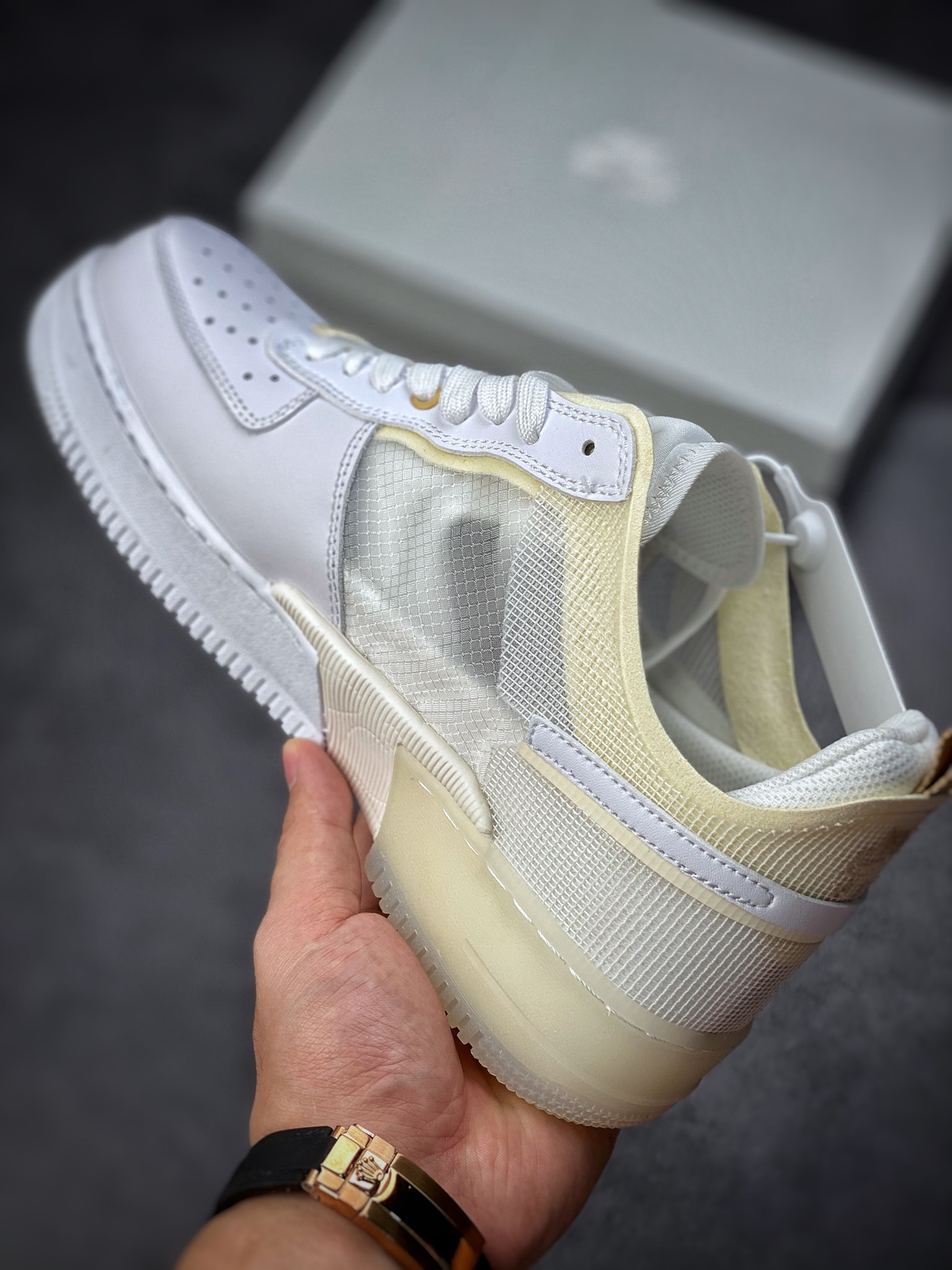 Nike Air Force 1 React Mesh White and Yellow DH7615-100