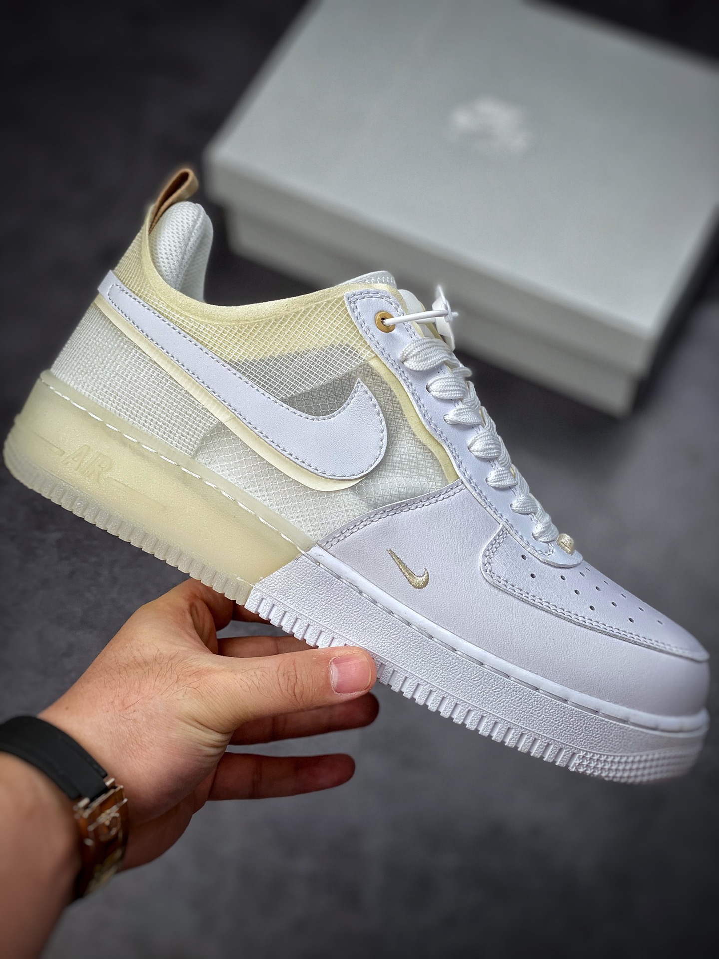 Nike Air Force 1 React Mesh White and Yellow DH7615-100