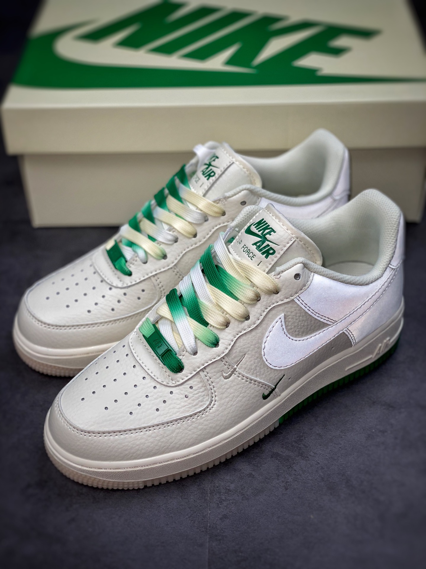 Nike Air Force 1 Low 07 String Label White Green Gradient Boston BO6638-160