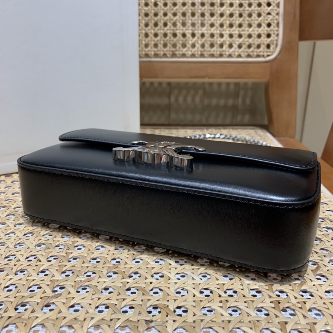 CELINE CHAIN SHOULDER 20.5CM BAG 197993黑色/银扣