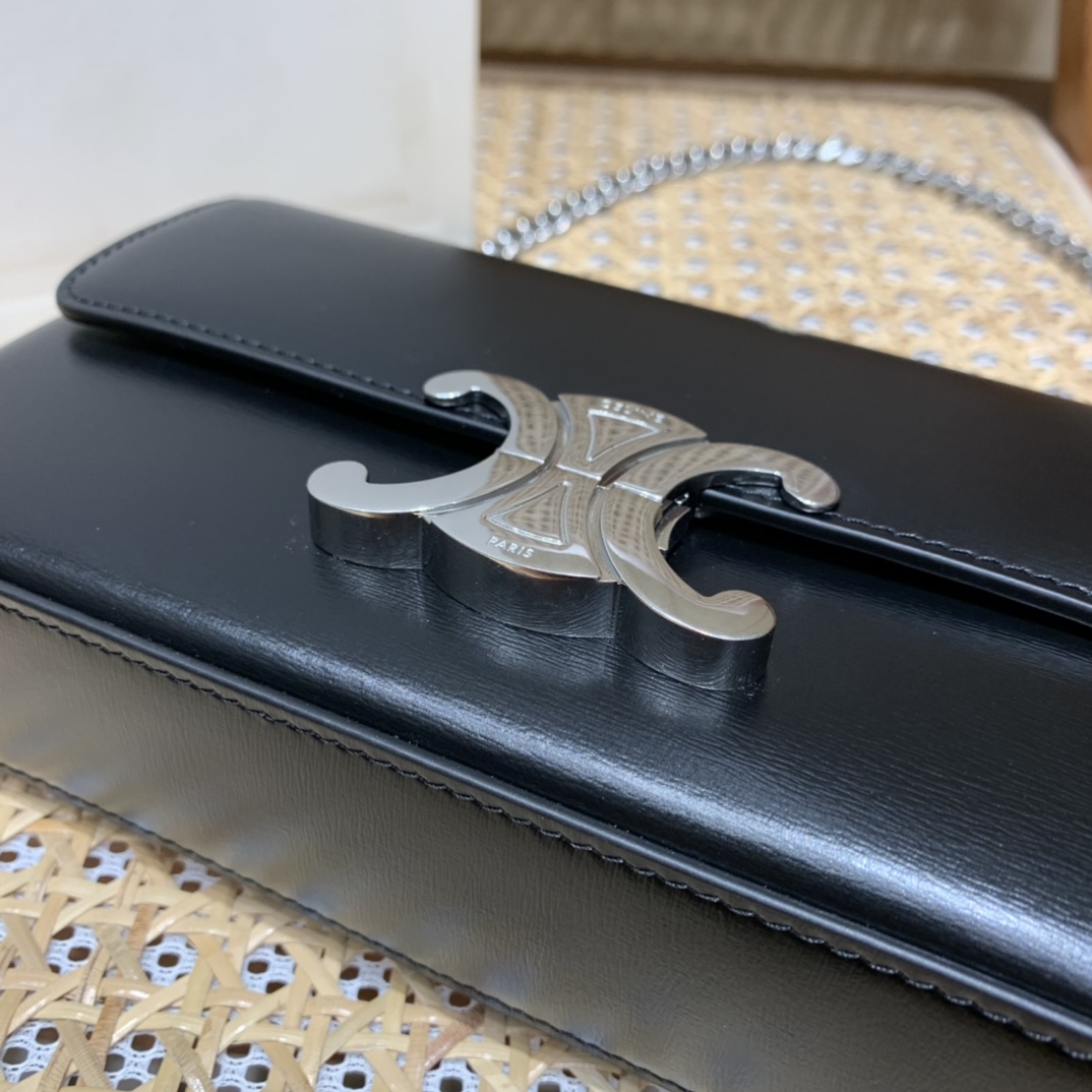 CELINE CHAIN SHOULDER 20.5CM BAG 197993黑色/银扣