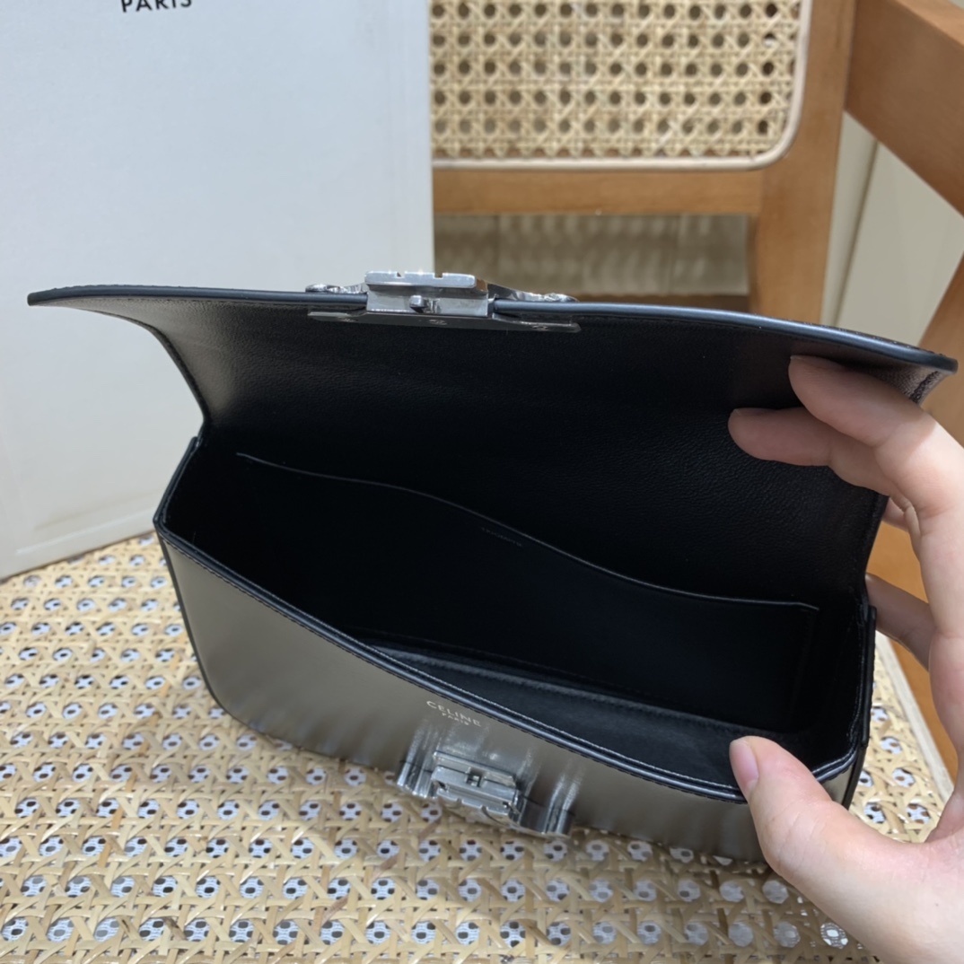 CELINE CHAIN SHOULDER 20.5CM BAG 197993黑色/银扣