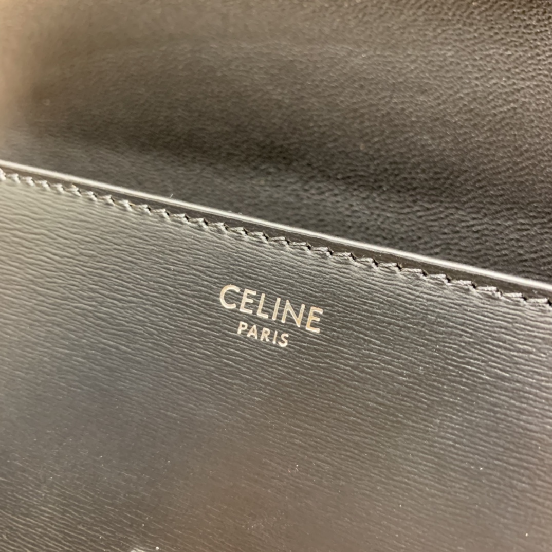 CELINE CHAIN SHOULDER 20.5CM BAG 197993黑色/银扣