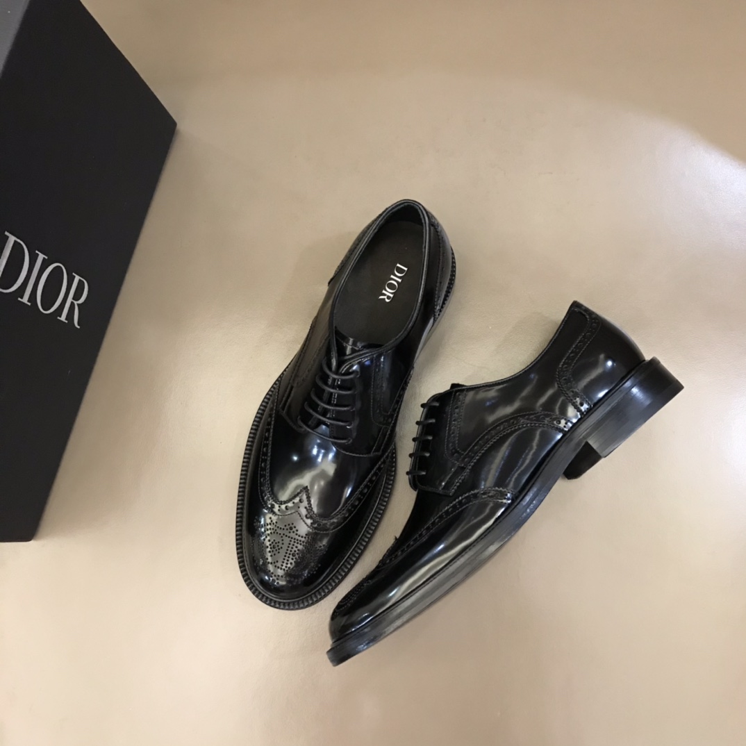 DIOR EXPLORER DIOR EXPLORER 黑色开边珠鞋面男士真皮大底德比鞋