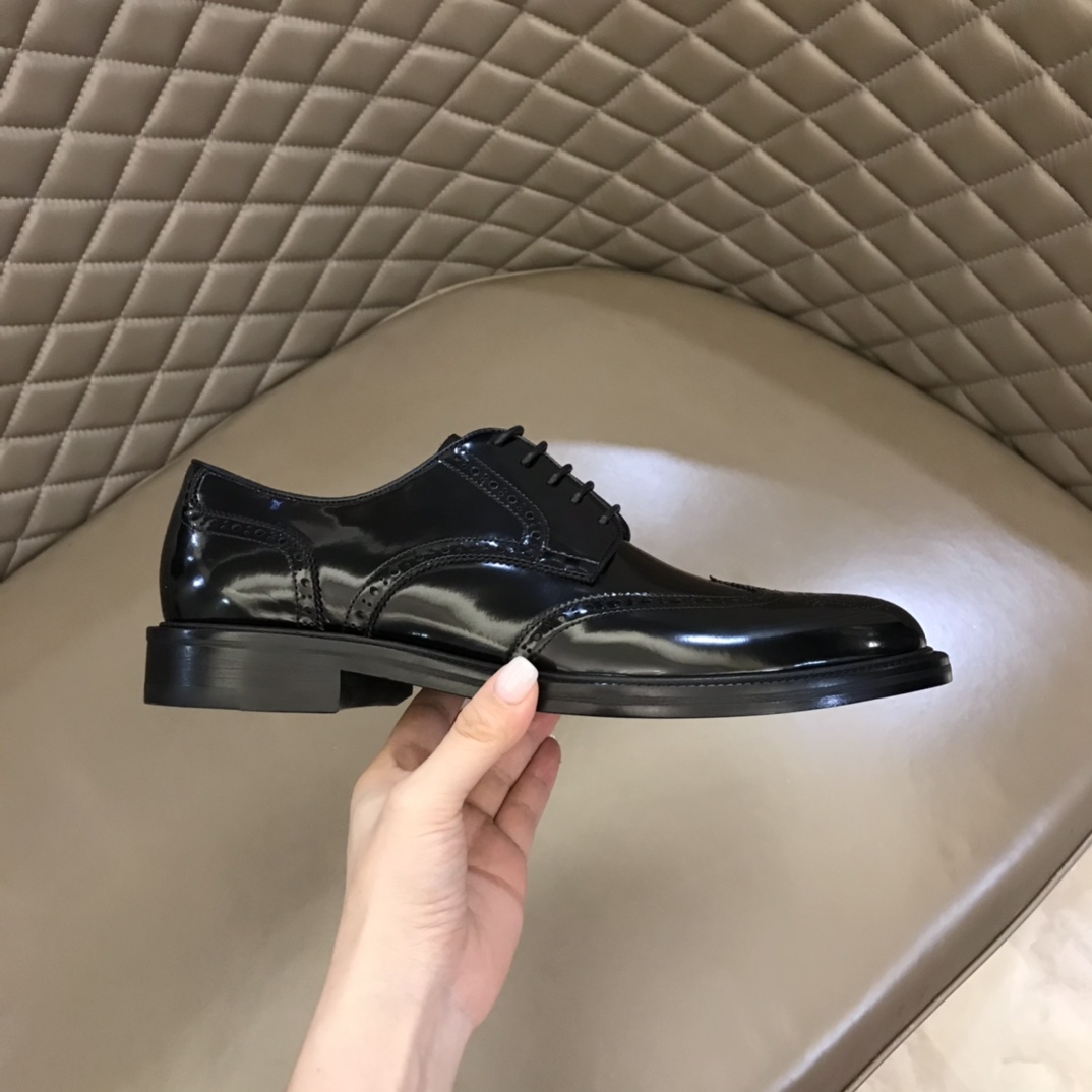 DIOR EXPLORER DIOR EXPLORER 黑色开边珠鞋面男士真皮大底德比鞋