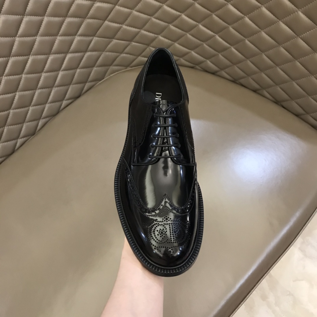 DIOR EXPLORER DIOR EXPLORER 黑色开边珠鞋面男士真皮大底德比鞋