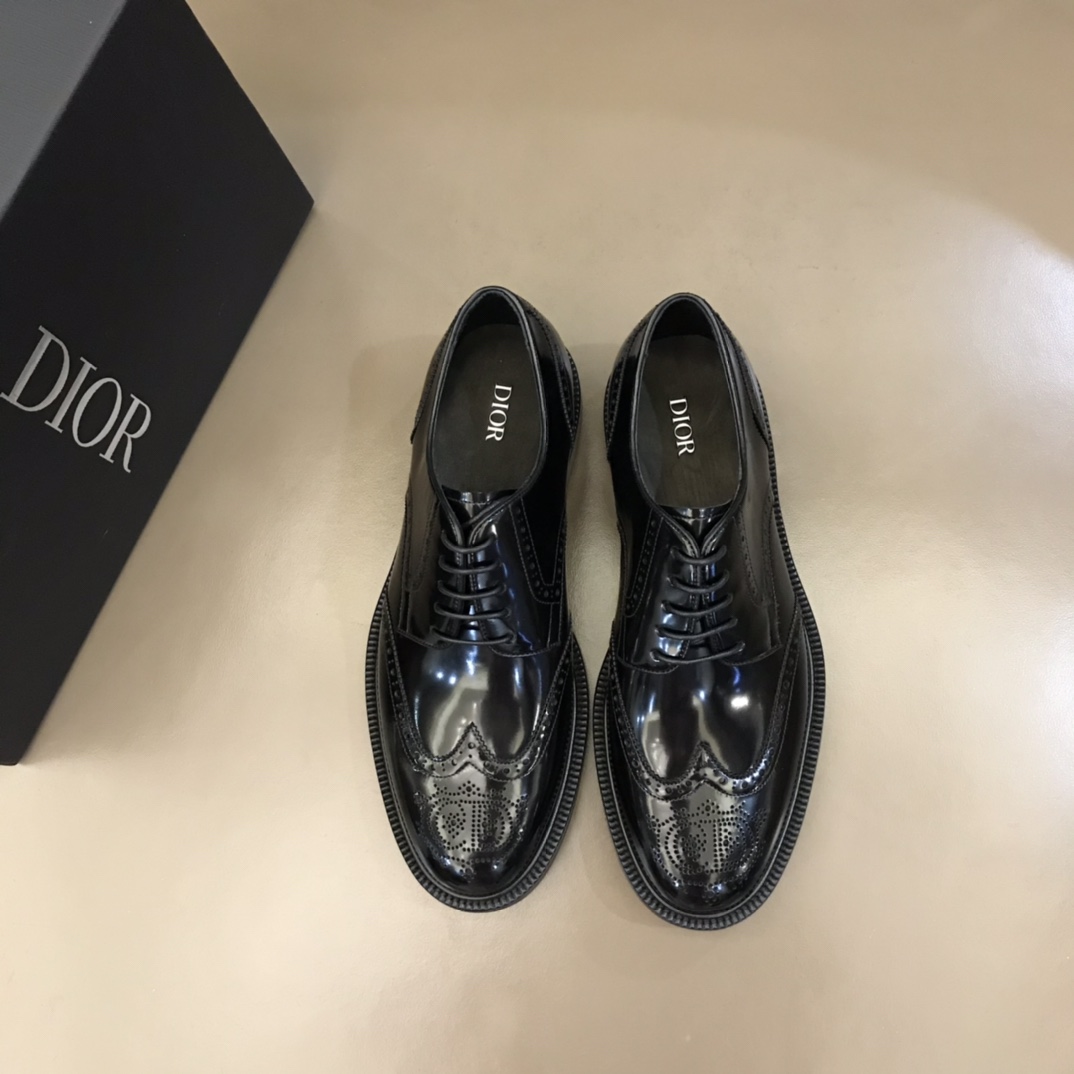 DIOR EXPLORER DIOR EXPLORER 黑色开边珠鞋面男士真皮大底德比鞋