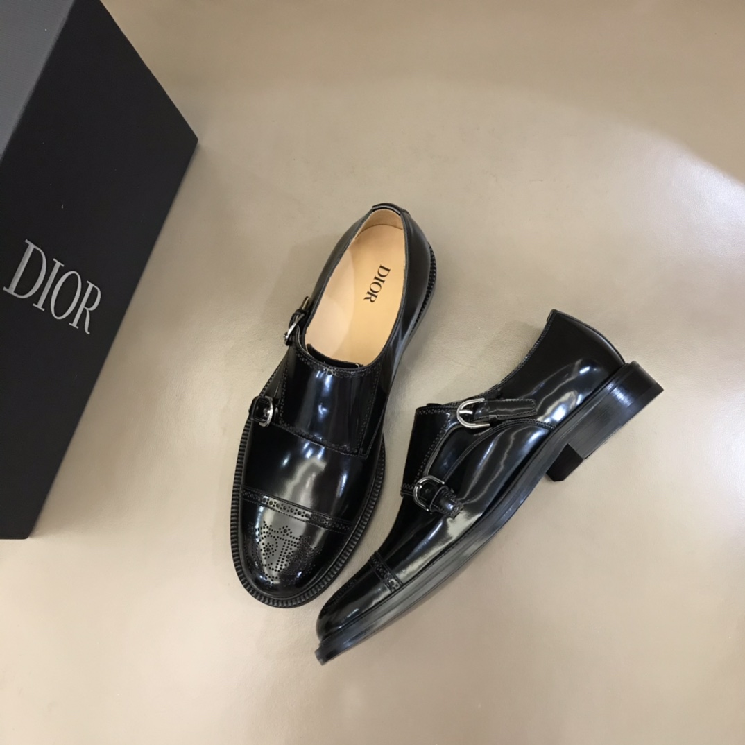 DIOR EXPLORER DIOR EXPLORER 黑色开边珠鞋面男士真皮大底德比鞋