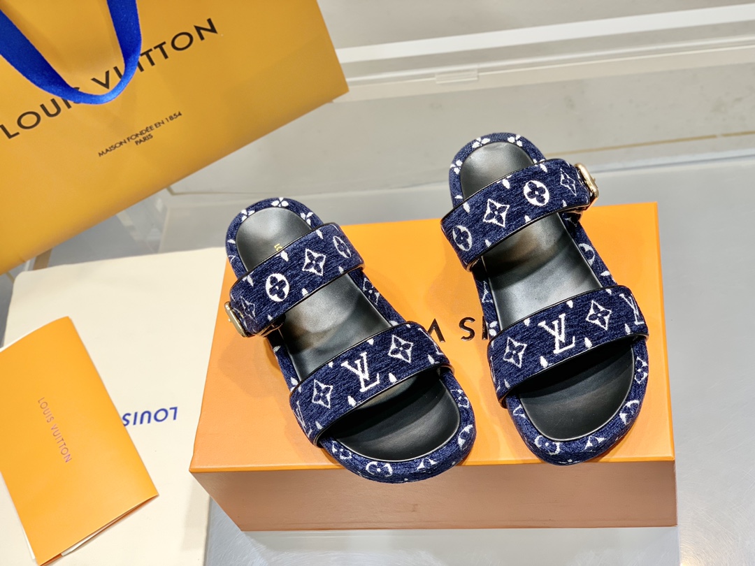 LOUIS VUITTON шырокая платформа сандалі з тоўстай падэшвай модныя і камфортныя - топ-версія