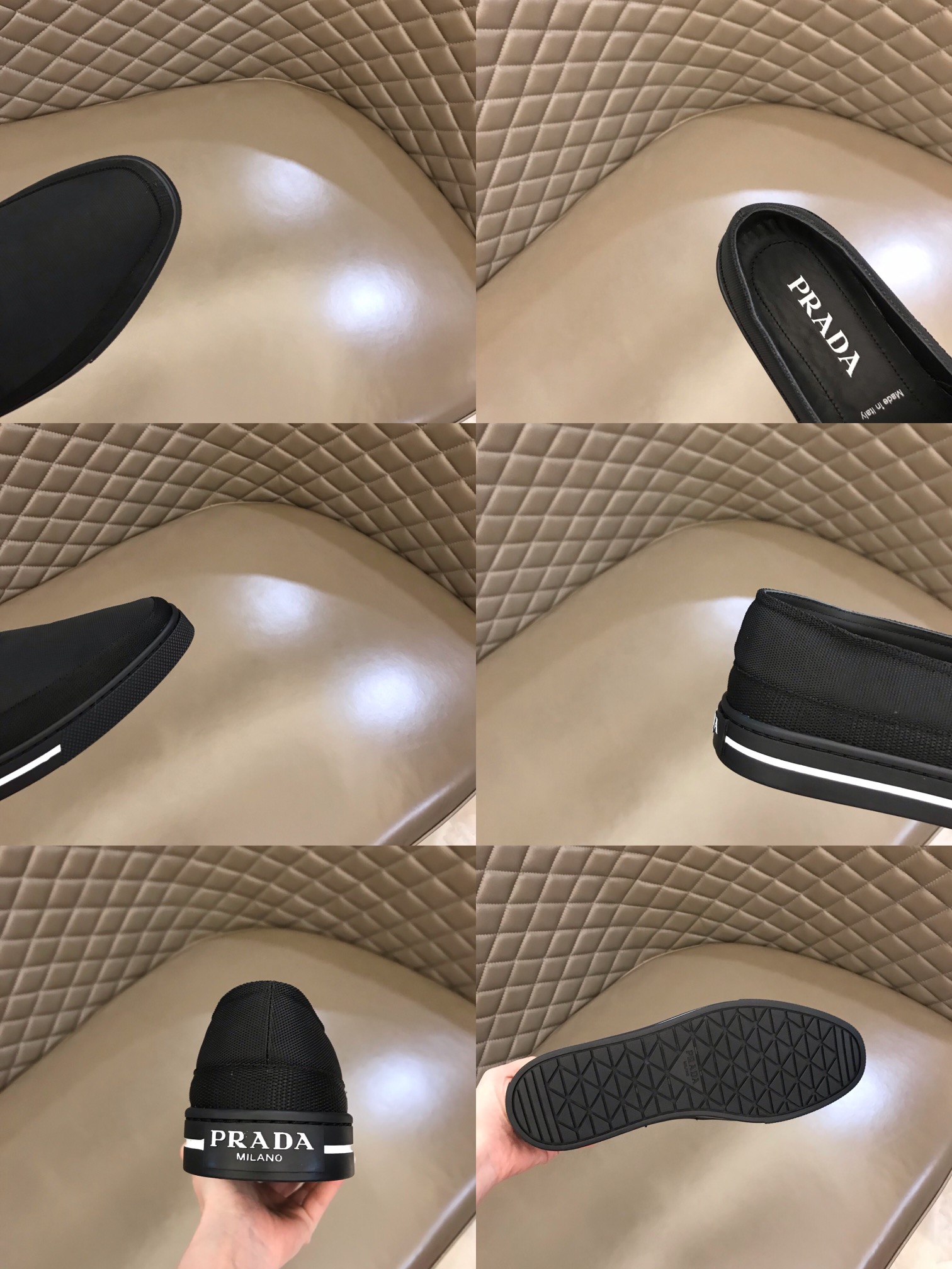 PRADA/普拉达 进口高密度原版尼龙透气男士套脚乐福便鞋