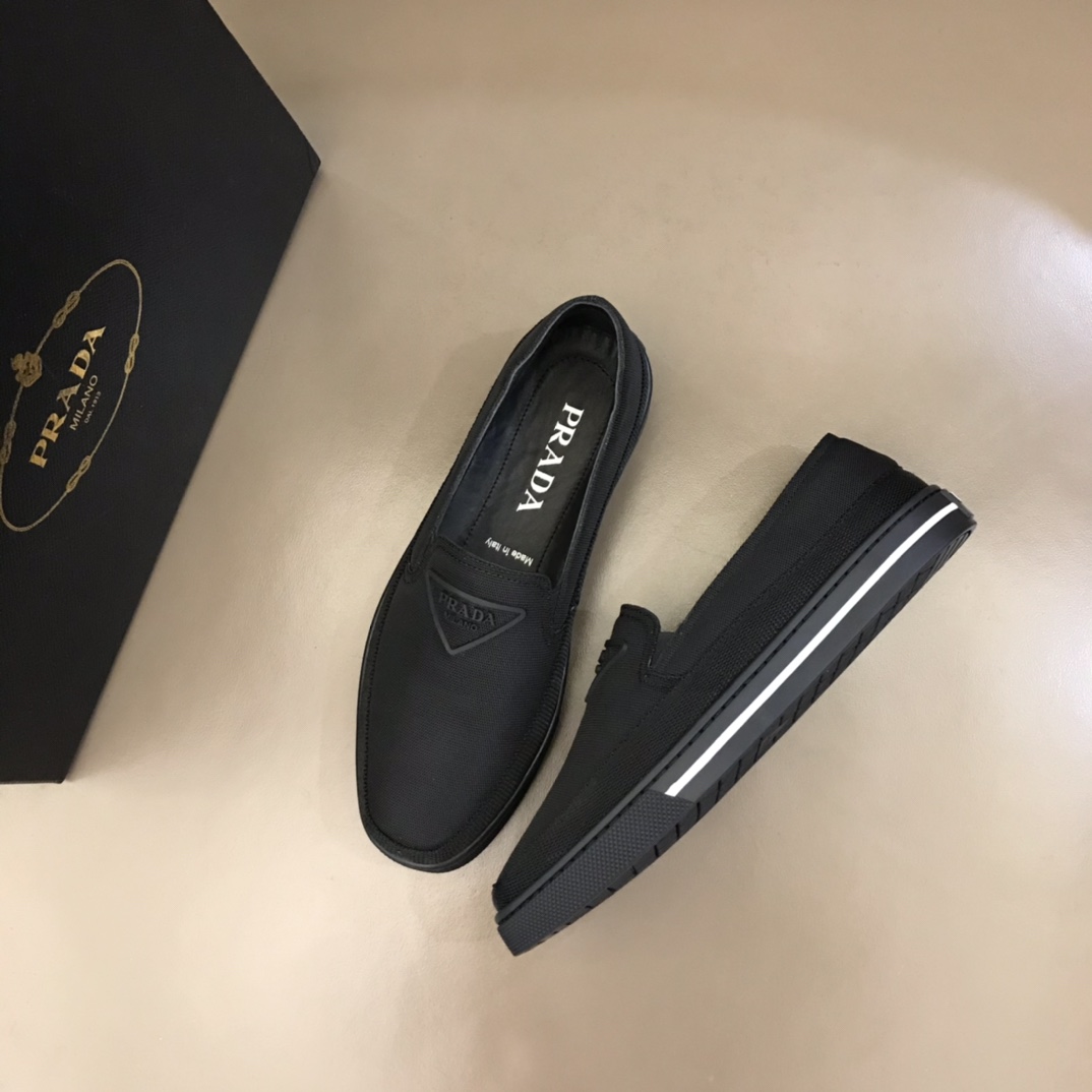 PRADA/普拉达 进口高密度原版尼龙透气男士套脚乐福便鞋