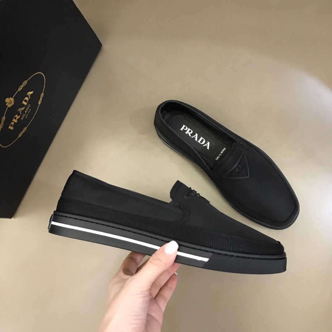 PRADA/普拉达 进口高密度原版尼龙透气男士套脚乐福便鞋