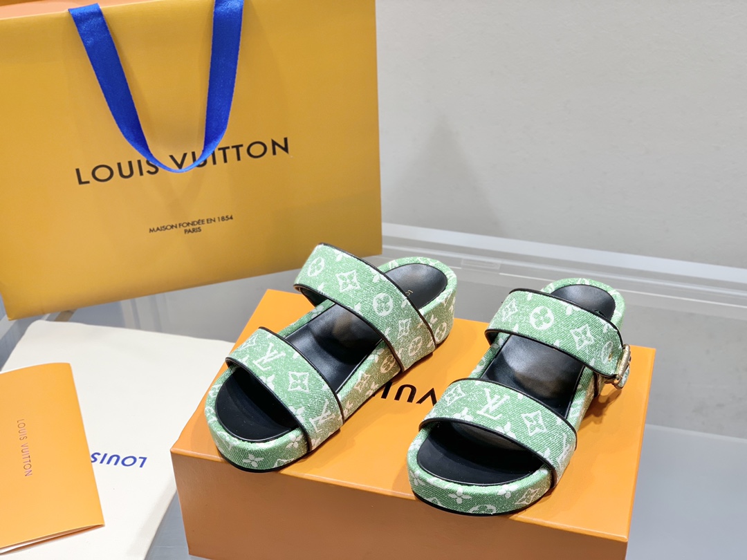 LOUIS VUITTON шырокая падэшва-платформа сандалі-шлёпанцы модныя і камфортныя-топ-версія