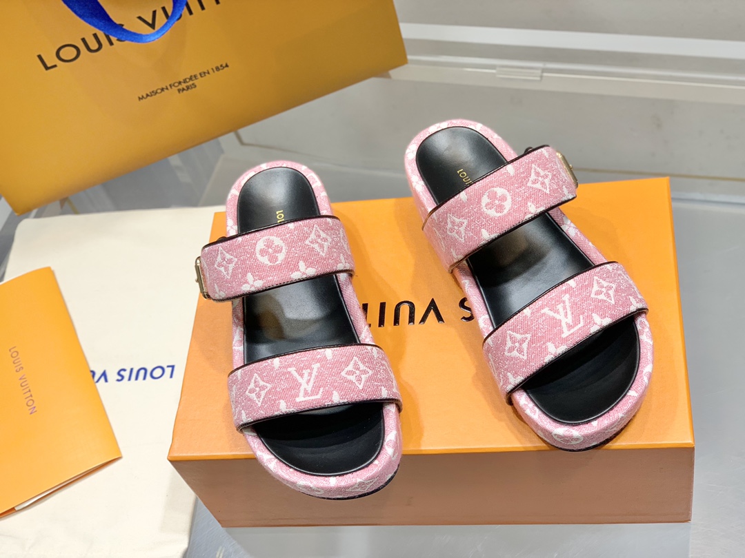 LOUIS VUITTON шырокая падэшва-платформа сандалі-шлёпанцы модныя і камфортныя-топ-версія