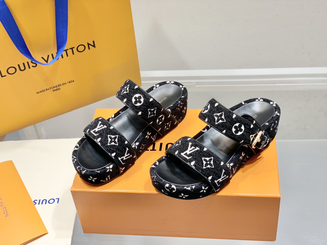 LOUIS VUITTON шырокая падэшва-платформа сандалі-шлёпанцы модныя і камфортныя-топ-версія
