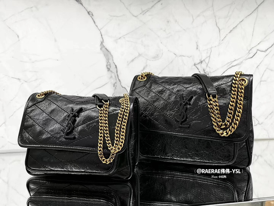 YSL 𝐍𝐢𝐤𝐢 28𝐜𝐦 邮差包 633158黑色/金链