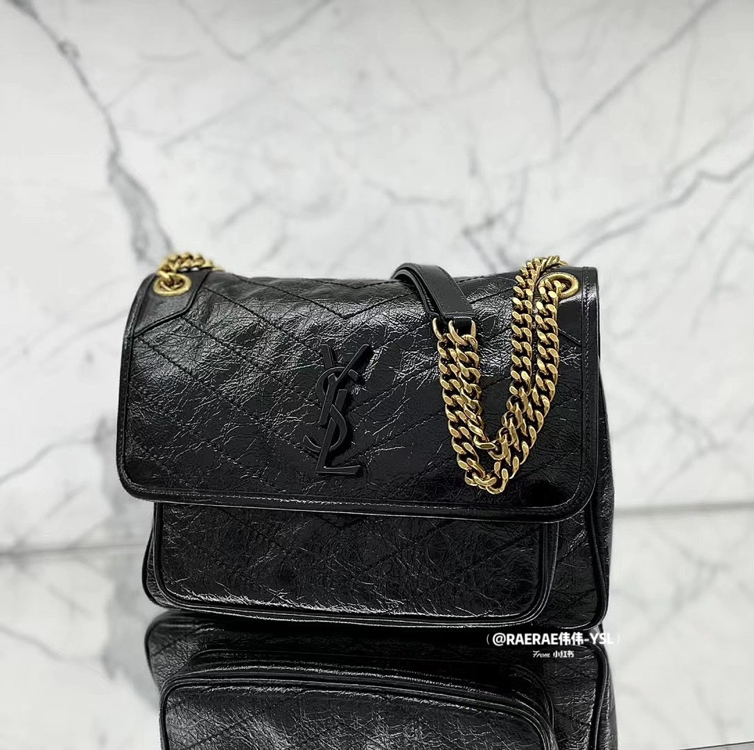 YSL 𝐍𝐢𝐤𝐢 28𝐜𝐦 邮差包 633158黑色/金链