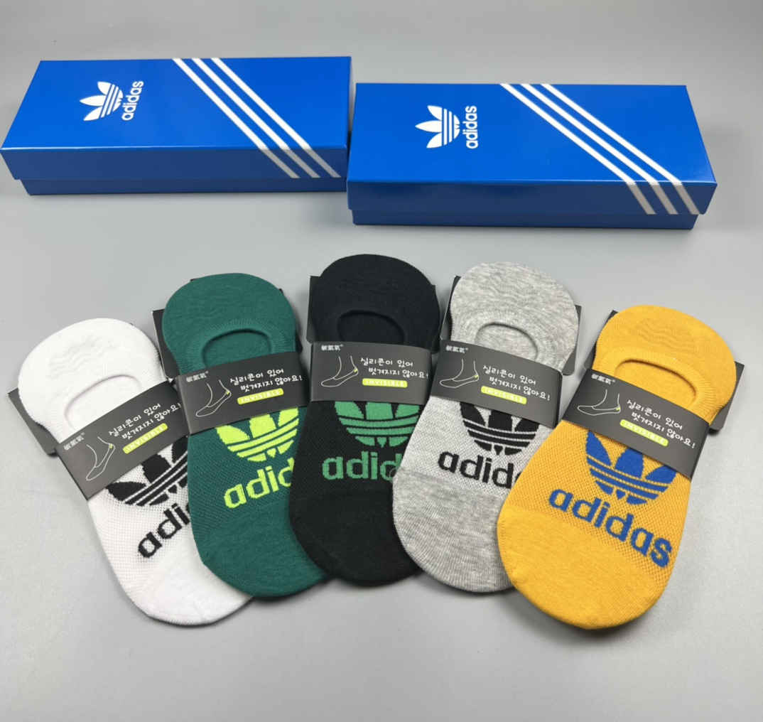 P 出新拉[哇]adidas（阿迪达斯三叶草）官网同款专柜畅销款潮款！百搭！纯棉质量、上脚舒适透气性强！一盒双入