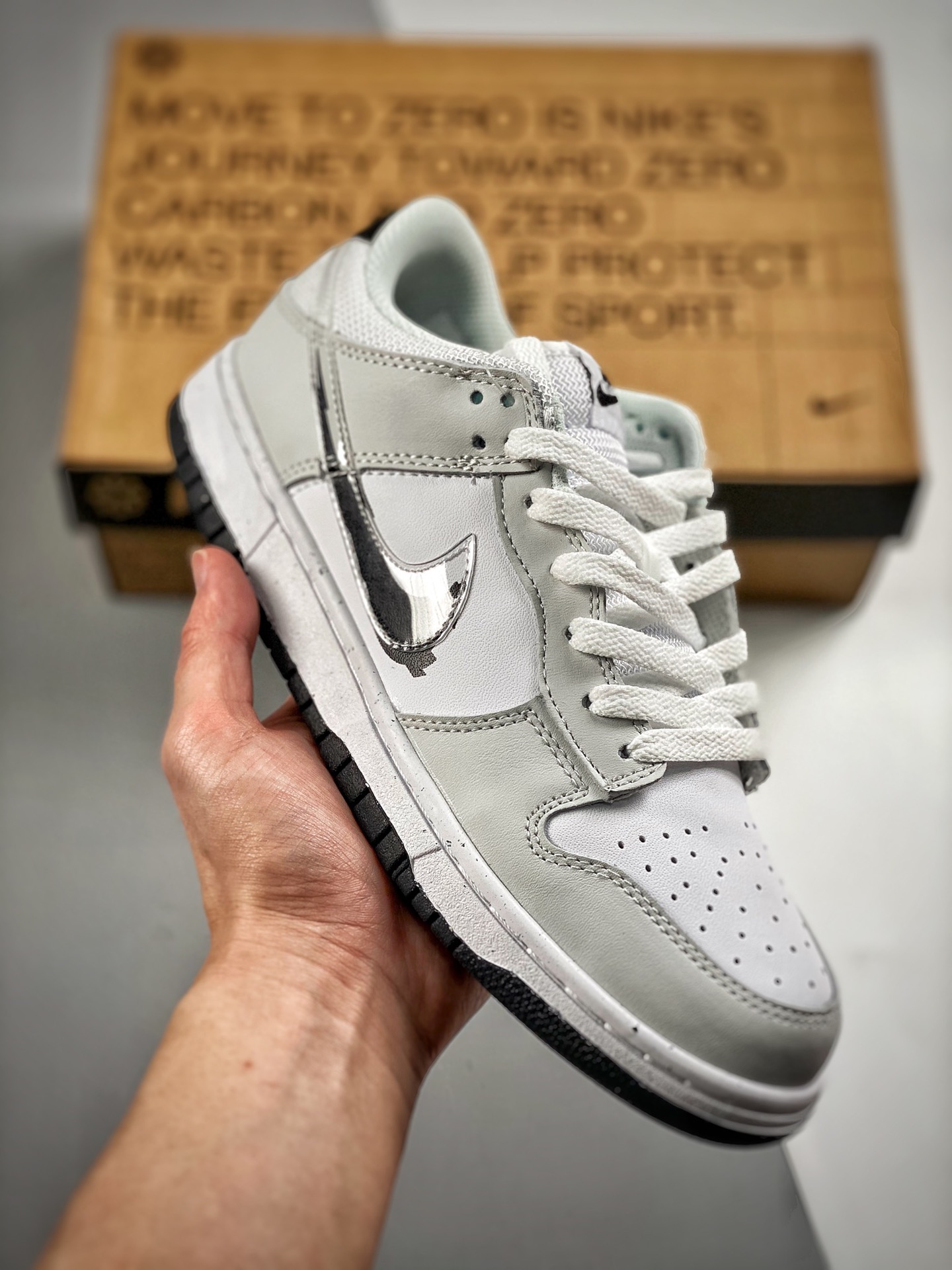 -2 Nk Dunk SB Low gris y blanco, producción original de fábrica grande, lanzamiento real, material de primera capa orig…