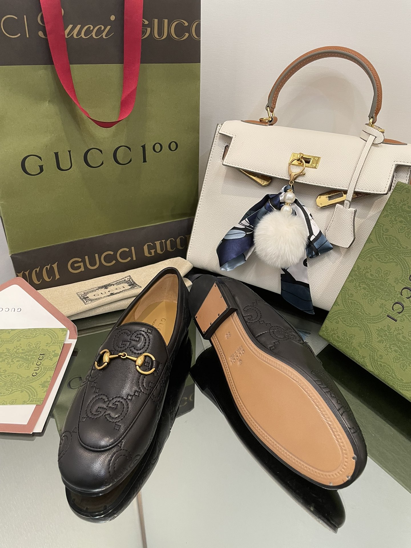 Gucci春夏新品5D立体双GG刺绣单鞋乐福鞋🔥⚡️⚡️级别 9