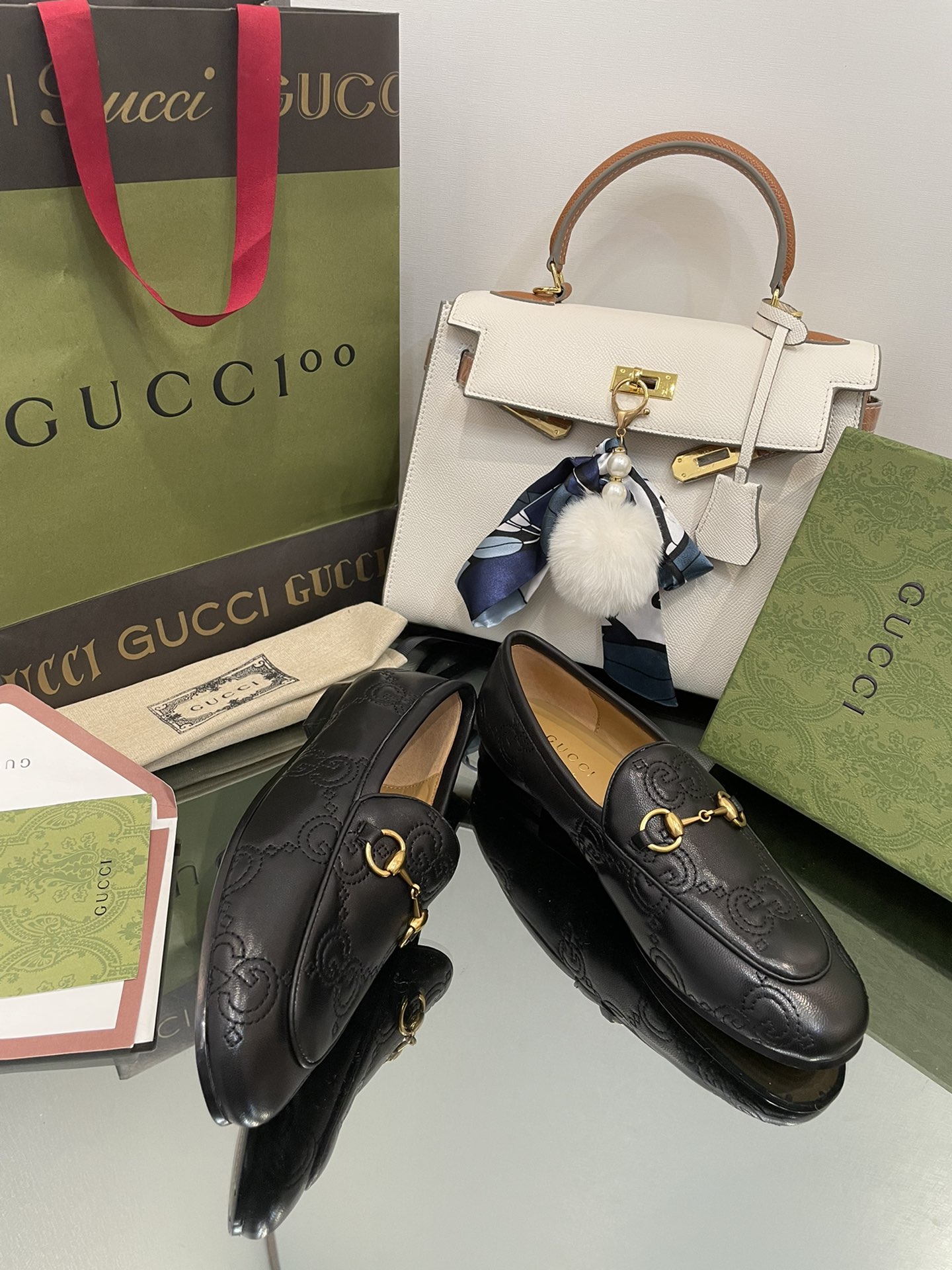Gucci春夏新品5D立体双GG刺绣单鞋乐福鞋🔥⚡️⚡️级别 6