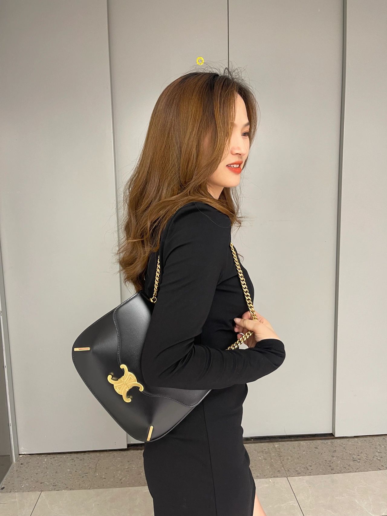 CELINE CHAIN BESACE TRIOMPHE 24.5CM BAG 199273黑色