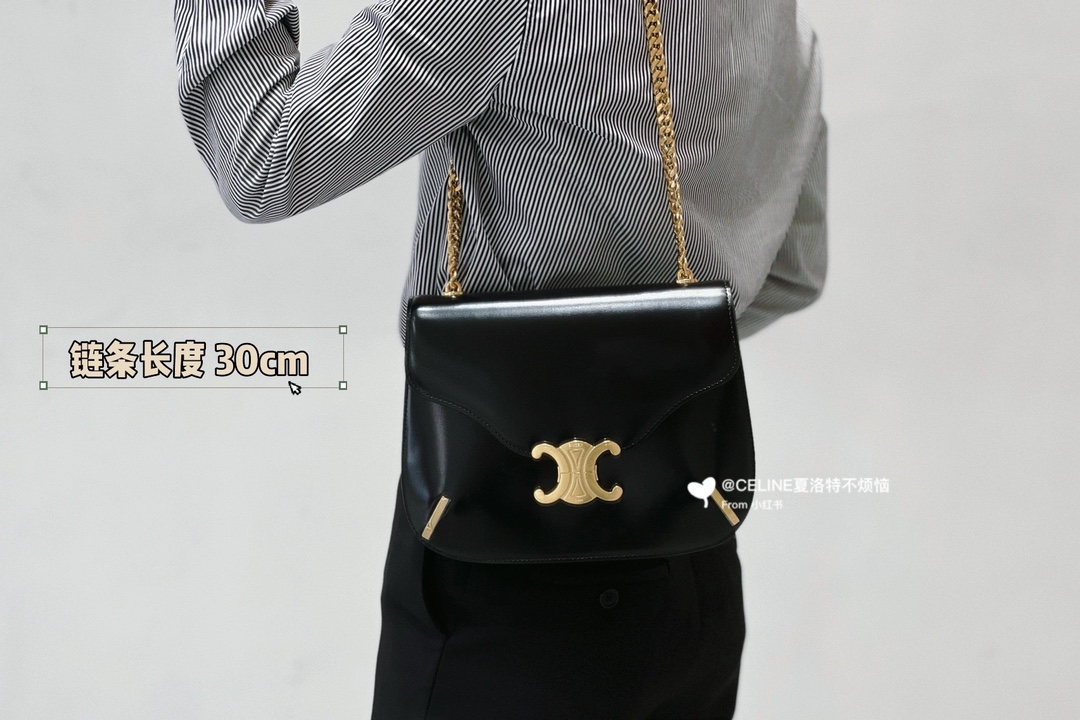 CELINE CHAIN BESACE TRIOMPHE 24.5CM BAG 199273黑色