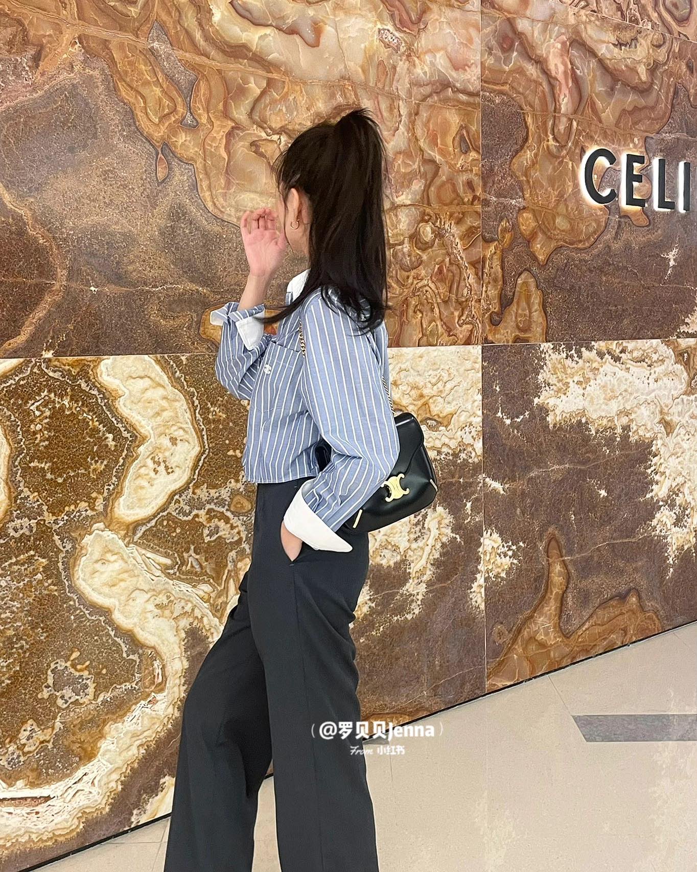 CELINE CHAIN BESACE TRIOMPHE 24.5CM BAG 199273黑色