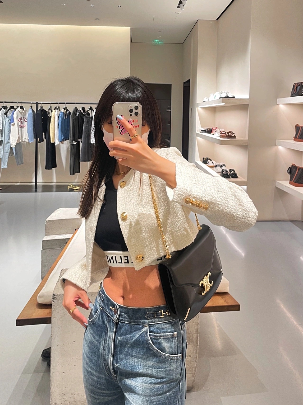 CELINE CHAIN BESACE TRIOMPHE 24.5CM BAG 199273黑色